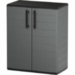 Mobile basso - TOOD - 2 ante + 1 ripiano in polipropilene - 68 x 37 x H.84 cm - Grigio