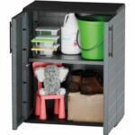 Mobile basso - TOOD - 2 ante + 1 ripiano in polipropilene - 68 x 37 x H.84 cm - Grigio - immagine 3