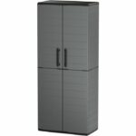 Mobile alto - TOOD - 2 ante + 3 ripiani in polipropilene - 68 x 37 x H.163 cm - Grigio