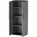 Mobile alto - TOOD - 2 ante + 3 ripiani in polipropilene - 68 x 37 x H.163 cm - Grigio - immagine 4