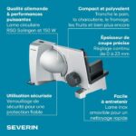 Affettatrice elettrica universale - SEVERIN - AS3917 - 150 W - Lama rimovibile in acciaio inox da 0 a 23 mm - Acciaio inox - immagine 2