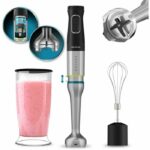 Frullatore a immersione - CECOTEC - Katana 15 Cream B - 1500 W - Design a 4 lame - Contenitore in vetro da 800 ml - Nero