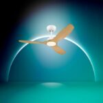 Ventilatore da soffitto - Philips - Olas - Pale fisse - Diametro 132 cm - Bianco/Legno - LED integrato + telecomando - immagine 2
