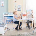 Set composto da tavolo e 2 sedie per bambini - ROBA - Paw Patrol - Gambe in legno massello - Bianco / Azzurro cielo / Naturale - immagine 2