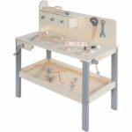 Grande banco da lavoro in legno per bambini - ROBA - Con kit di attrezzi - Ampia superficie di lavoro - Ripiano