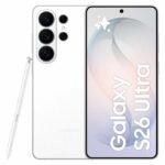 Smartphone Samsung Galaxy S26 Ultra AI da 256 GB, colore bianco.
