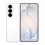 Smartphone Samsung Galaxy S26 AI da 256 GB, colore bianco.