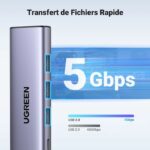 Hub USB - UGREEN - 5 in 1 - 3 porte USB 3.2, USB-C, HDMI 4K 30Hz - Nero - immagine 3