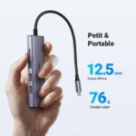 Hub USB - UGREEN - 5 in 1 - 3 porte USB 3.2, USB-C, HDMI 4K 30Hz - Nero - immagine 6