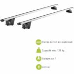 Set di 2 barre portatutto da tetto - GREEN VALLEY - EDGE 120cm - Alluminio - Binario chiuso - Portata massima 100 kg - Grigio