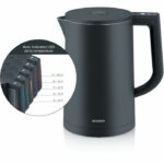 Bollitore elettrico da 1,7 l con temperatura regolabile - SEVERIN - WK3483 - 2200 W - Regolabile fino a 100 °C - Nero opaco