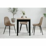 Tavolo da pranzo - Rovere artigianale e nero - Quadrato - 4 posti - 60 x 67 x 76 cm