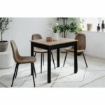 Tavolo da pranzo CAPRI - Rovere artigianale e nero - Quadrato - 4 posti - 90 x 67 x 76 cm - immagine 2