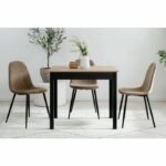 Tavolo da pranzo CAPRI - Rovere artigianale e nero - Quadrato - 4 posti - 90 x 67 x 76 cm