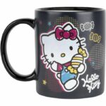 Tazza termoreattiva - Konix - Hello Kitty - 320 ml - Fantasia caramelle - Nero - immagine 3