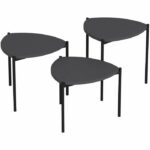 Tavolino impilabile LENNY - Ovale - Antracite - 45 / 40 / 35 cm