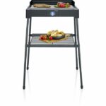 Barbecue elettrico con gambe - SEVERIN - PG8566 - 2200 W - Superficie di cottura 44,5 x 26 cm - Termostato regolabile - Nero