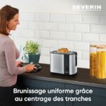 SEVERIN AT2589 Tostapane, 2 slot per 2 fette: tostare, scongelare e riscaldare, griglia dolci, autocentrante, acciaio inox
