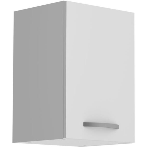 Meuble haut de cuisine OSLO - Blanc mat - 1 porte + tablette - L 40 x P 36 x H 58 cm