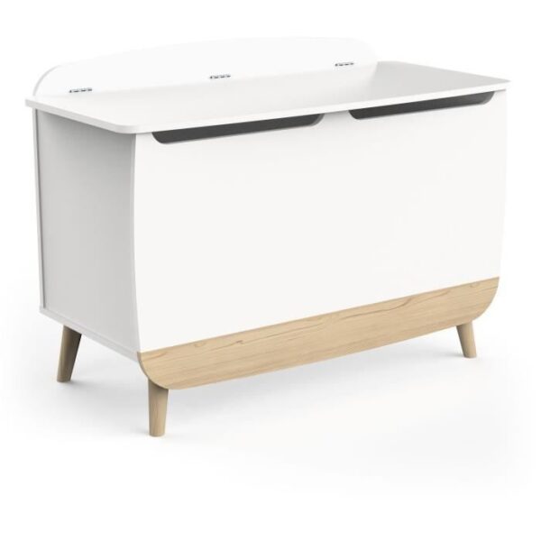 Toy chest - FIRMIANA - Scandinavian style - Matt white / Kronberg oak - 82.4 x 39.1 x 58.9 cm - DEMEYERE