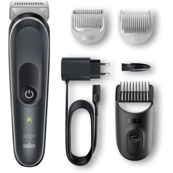 Braun Body Groomer 5 BG5340 Body Trimmer, With Sensitive Area Comb, Grey/White