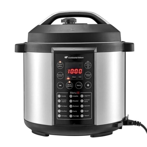 Continental Edison CEMCSP1000I - Pressure coach multicuker - 15 programs - 5.7L - 1000W - Black & stainless steel