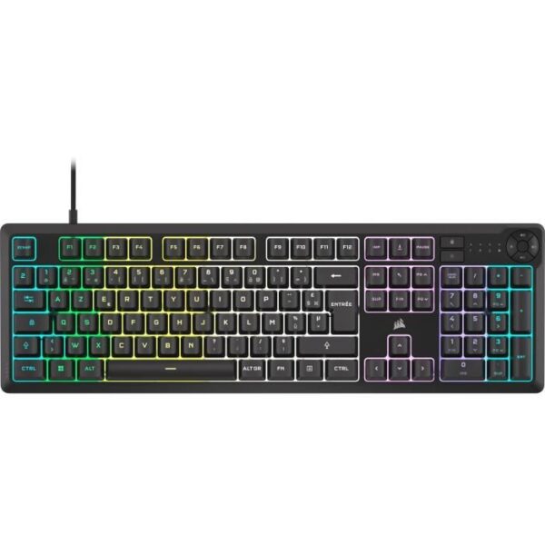 Wired membrane gaming keyboard - CORSAIR - K55 CORE RGB - 10-zone RGB backlighting - Gray - Silent and responsive