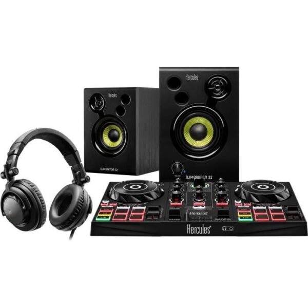 HERCULES DJLEARNING KIT MK2 - Kit DJ tutto in uno per imparare a mixare - Software e tutorial inclusi