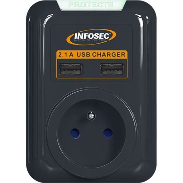 INFOSEC S1 USB surge protector NEO - 1 FR + 2 USB ports