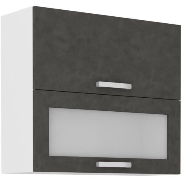 High cabinet 2 tilting doors - L 80 x D 31.6 x H 72 - Mat gray - Lassen