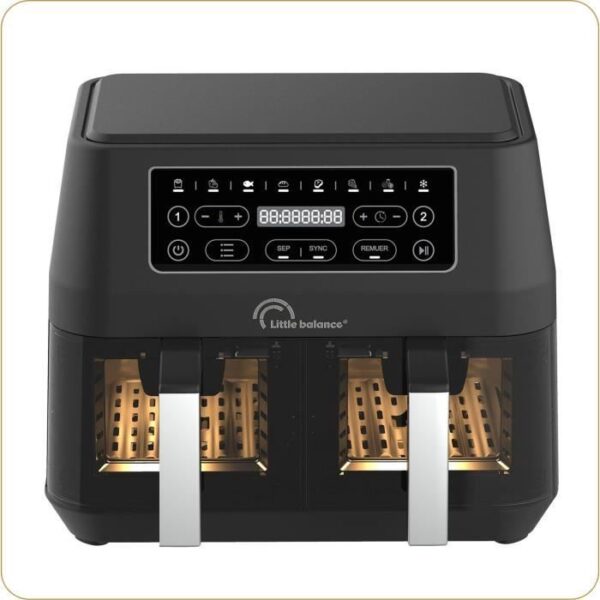Friggitrice dietetica - LITTLE BALANCE - 8765 - Crousty light duo - 9 L - 2460 W - 9 programmi - Nero