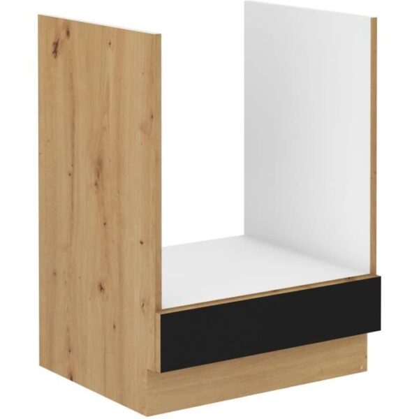 Low oven cabinet - MODENA - 60 cm - Artisan oak and matt black - CUISINIER