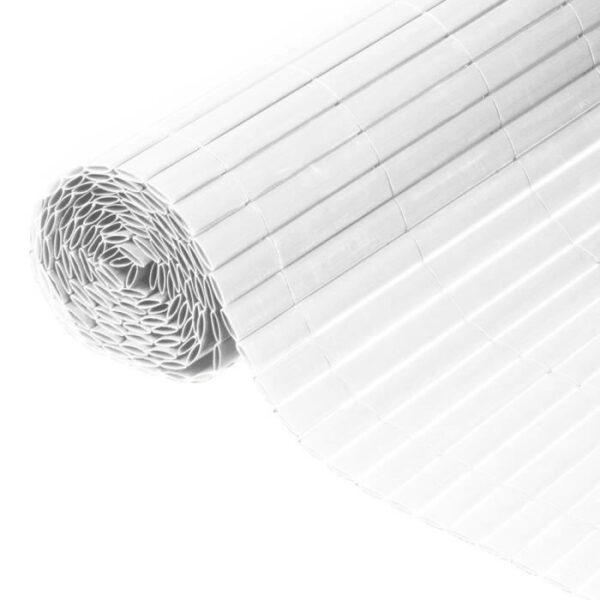 Double-sided white PVC reed screen - NATURE - 1.5 x 3 m - 100% blackout - 1500 g/m²