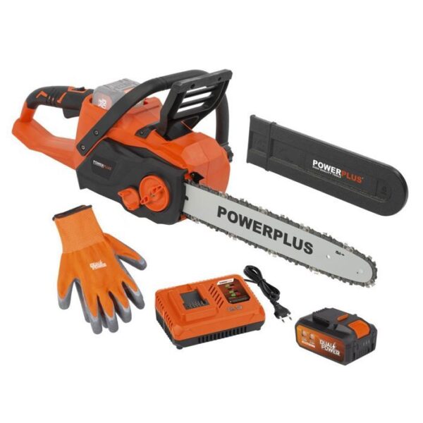 PowerPlus Dual Power Powdpgset33 - 40 V battery chainsaw, 350 mm guide, battery and charger included