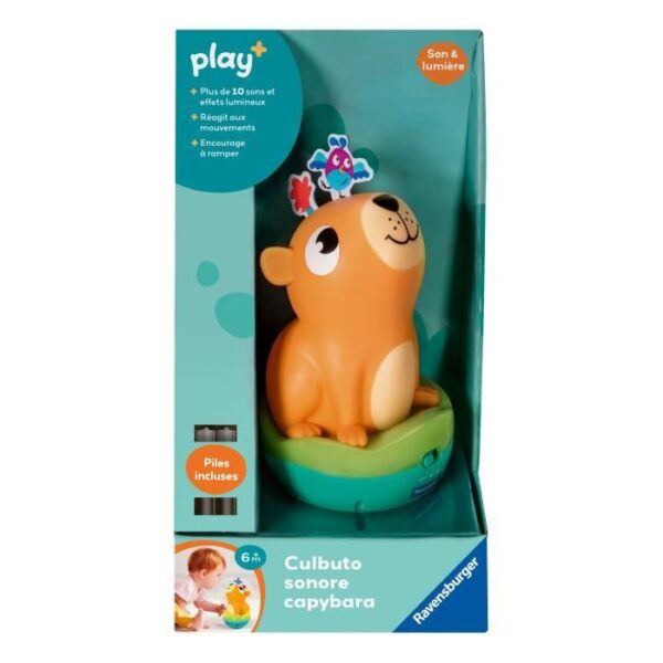 Ravensburger play+, Culbuto sonore Capybara, 6-36 mois, Premier âge, bébé