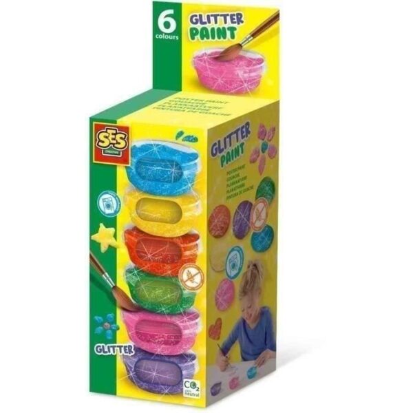 Glitter Gouache (6x45ml) - SES CREATIVE - Good quality, bright and opaque colours - Practical and compact packaging