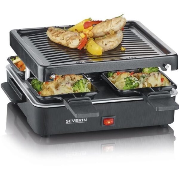 SEVERIN Raclette Grill 4 people compact, easy to store, ideal for small households, cooking surface 21 x 21cm, RG 2370