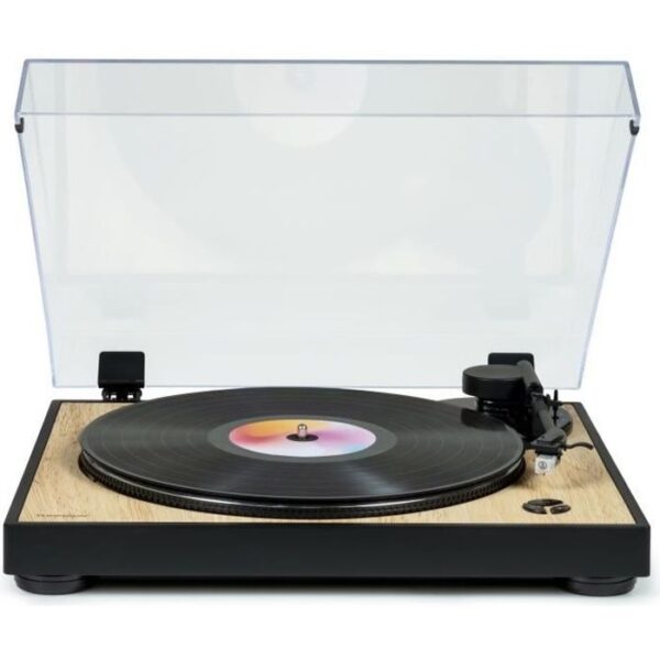 Black and wood-style turntable turntable