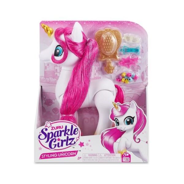 Styling Toy - ZURU - Sparkle Girlz Unicorn Styling Set - Unicorn with customizable hair accessories