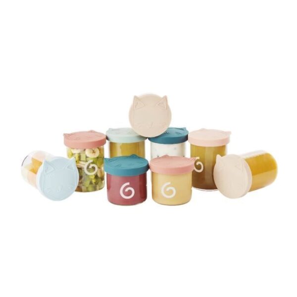Babymoov Isy Bowls 9 macetas de conservación de vidrio de borosilicato graduado - 6x250ml + 3x120ml