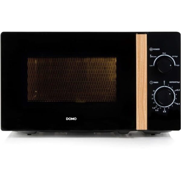 DOMO DO2820 microwave oven - 20L - 700W - 35 min timer - Defrost function - L44 x D35.8 x H 25.8 cm - Black wood finish