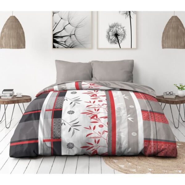 Microfiber bedding set - HOME LINGE PASSION - SHIZUOKA - Cover 240 x 260 cm + 2 pillowcases 63 x 63 cm - Blue