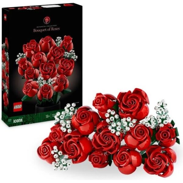 LEGO 10328 Icons The Bouquet of Roses, Artificial Flowers to Decorate, Valentine's Day Gift for Adults