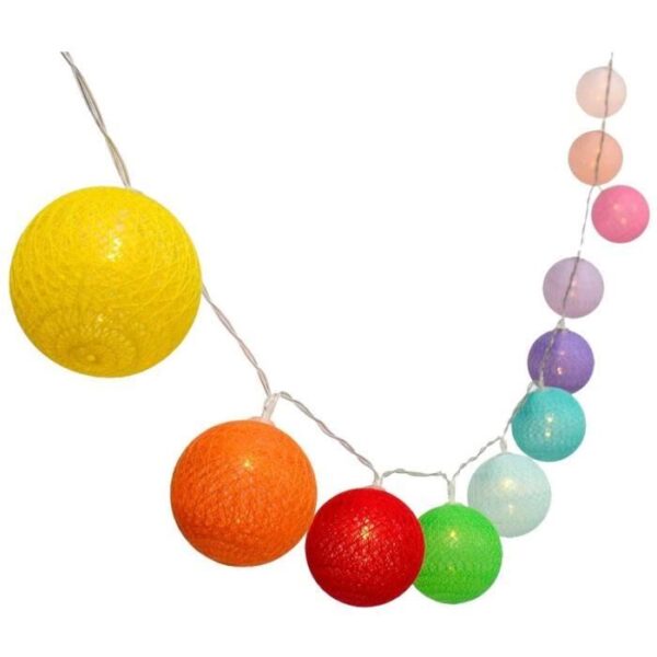 Solar light garland - LUMISKY - MIMY COLORS SOLAR - 3.80 m - Cotton balls - 10 bulbs - Warm white LED