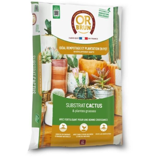 Cactus & Succulent Plant Substrate - BROWN GOLD - OBRTCAC6U - 6L - Promotes growth