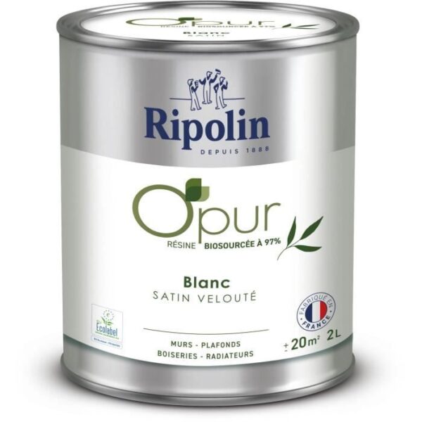 O'PUR paint for walls, woodwork & radiators - RIPOLIN - 472822 - White - Velvety satin - 2 L