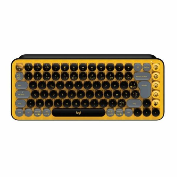 Logitech Wireless Keyboard - Mechanical POP Keys with Customizable Emoji Keys, Bluetooth or USB, Durable Compact Design - Yellow