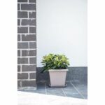 Square flower pot - GARDEN ID - Teramo Taupe - 40 x 35 cm - Scratch resistant - Stone effect - With holes - Image 3