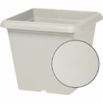 Square flower pot - GARDEN ID - Teramo white stone - 40 x 35 cm - Scratch resistant - Stone effect - With holes - Image 2