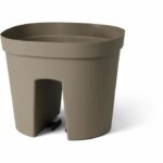 Balustrade pot - GARDEN ID Smile - Taupe 30 cm - Fits all balustrades - Water reserve - recycled and 100% recyclable - Image 3